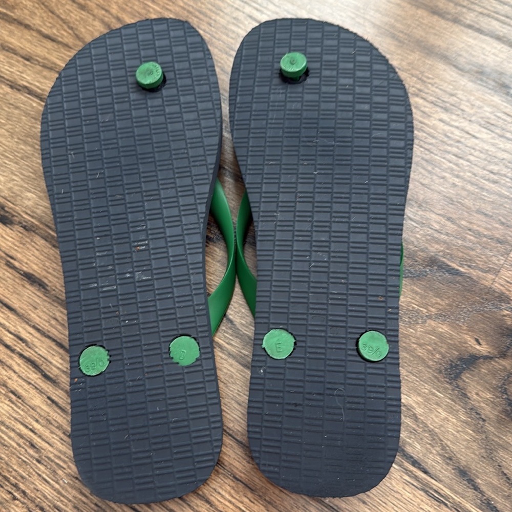 Tory Burch Geometric Green Flip Flops 8.5 Perfect Like New, Worn Once - Picture 4 of 7